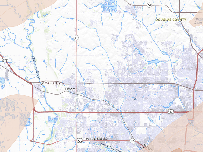 Radar-estimated hail-size map of the storm over Elkhorn, NE on Apr 23, 2026