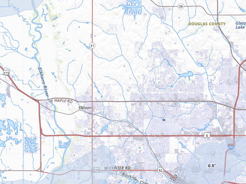 NEXRAD radar-signature map of the hail storm over Elkhorn, NE on May 17, 2026