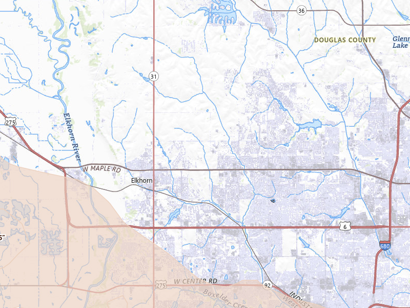 Radar-estimated hail-size map of the storm over Elkhorn, NE on Jul 8, 2026