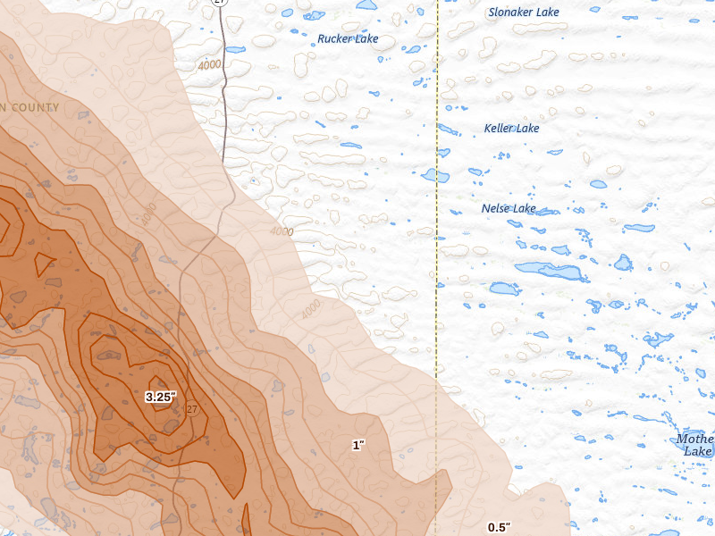 Radar-estimated hail-size map of the storm over Ellsworth, NE on Jun 22, 2026