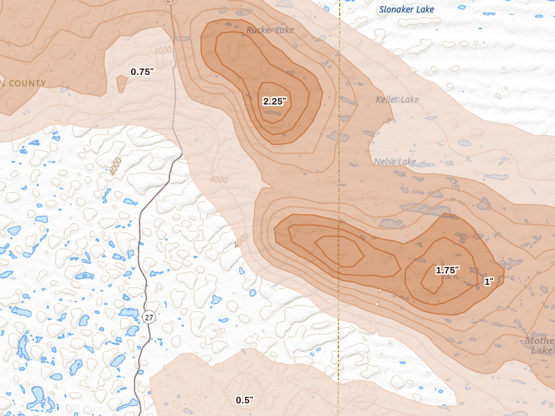 Radar-estimated hail-size map of the storm over Ellsworth, NE on Jul 3, 2026
