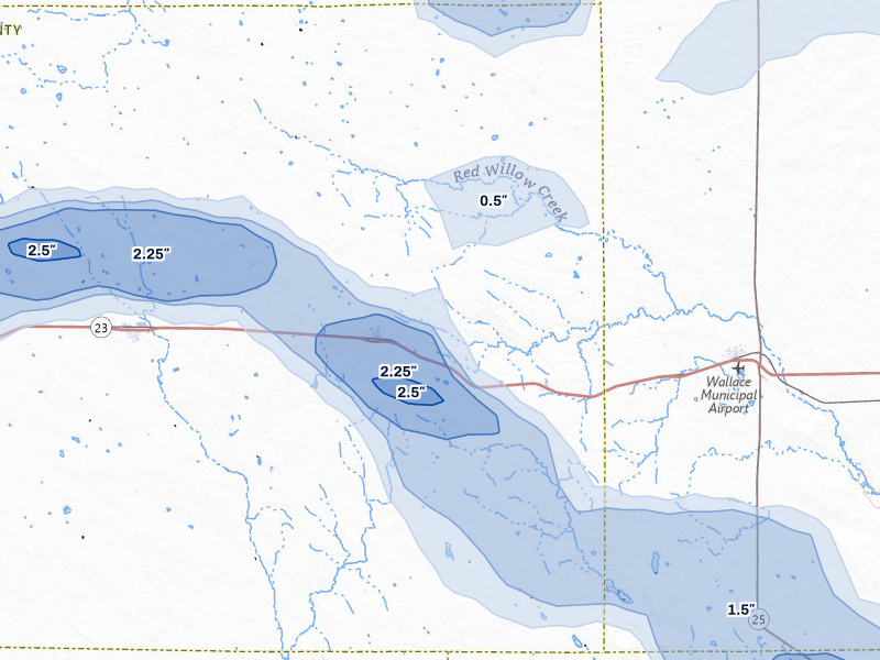 NEXRAD radar-signature map of the hail storm over Elsie, NE on May 16, 2026