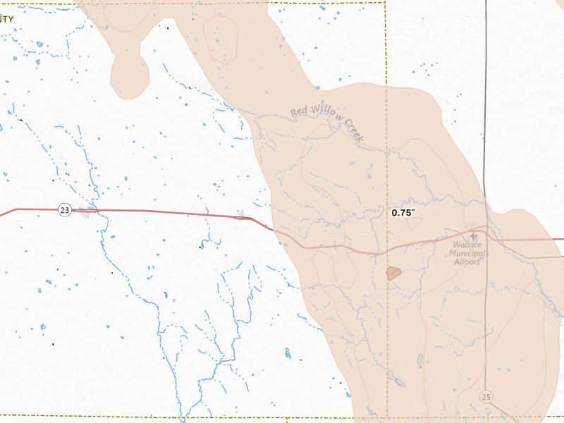 Radar-estimated hail-size map of the storm over Elsie, NE on May 30, 2026