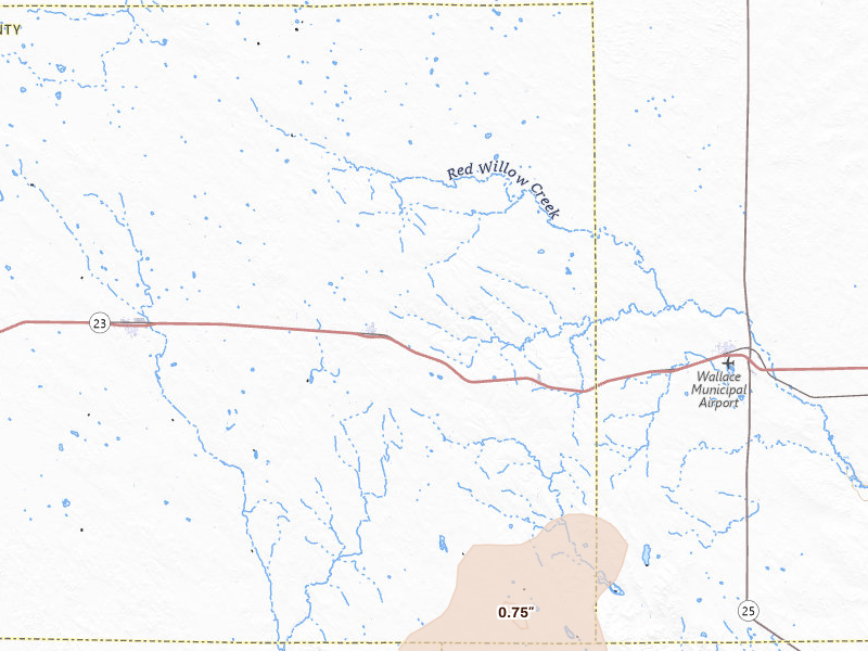 Radar-estimated hail-size map of the storm over Elsie, NE on Jun 1, 2026