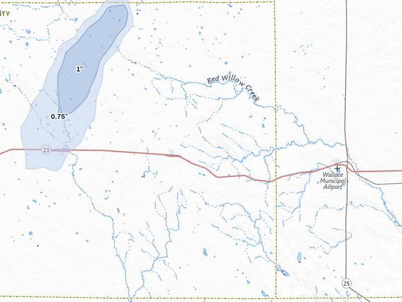 NEXRAD radar-signature map of the hail storm over Elsie, NE on Jun 8, 2026