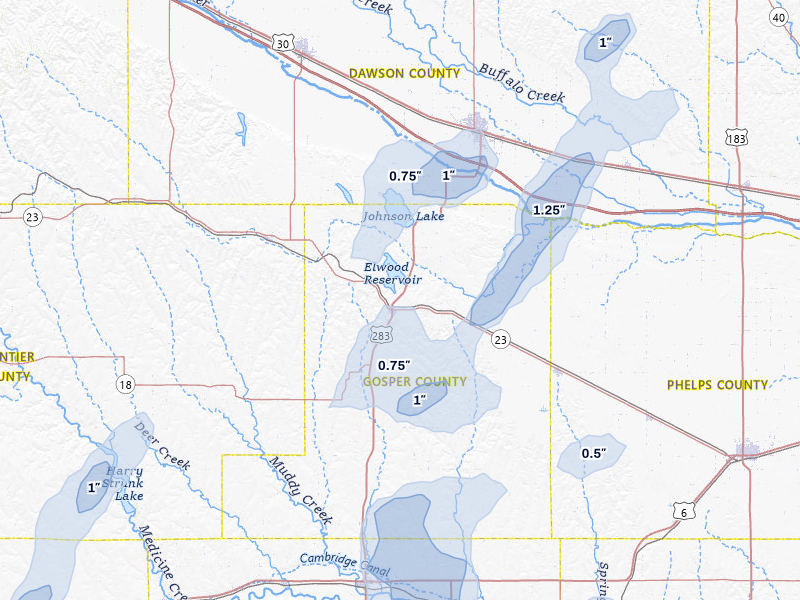 NEXRAD radar-signature map of the hail storm over Elwood, NE on May 29, 2026