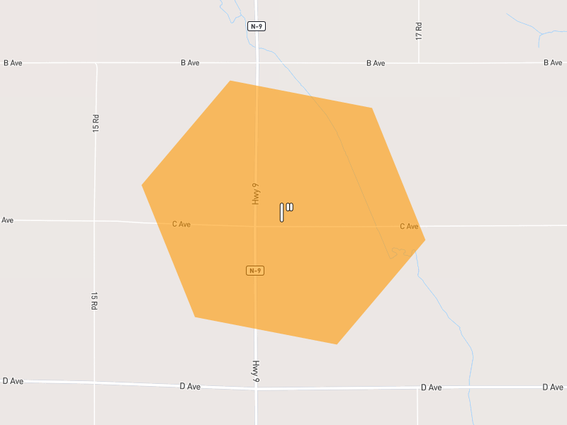 Hail map of Emerson, NE on Jul 1, 2026, hail up to 1"