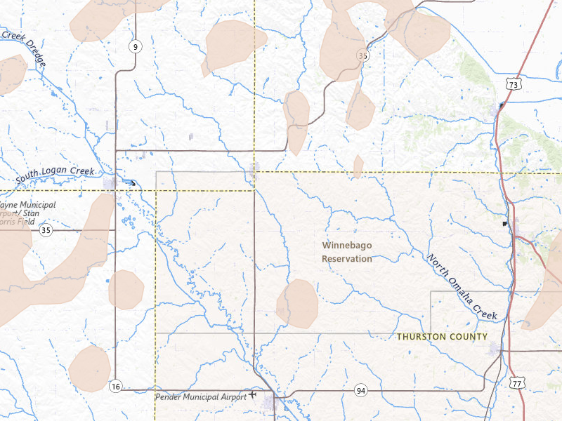 Radar-estimated hail-size map of the storm over Emerson, NE on Jul 2, 2026