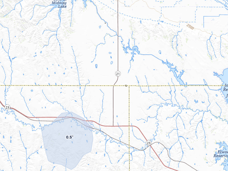 NEXRAD radar-signature map of the hail storm over Eustis, NE on Jul 9, 2026