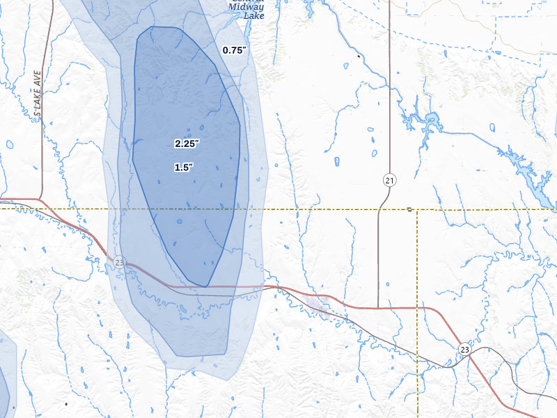NEXRAD radar-signature map of the hail storm over Eustis, NE on Aug 20, 2026