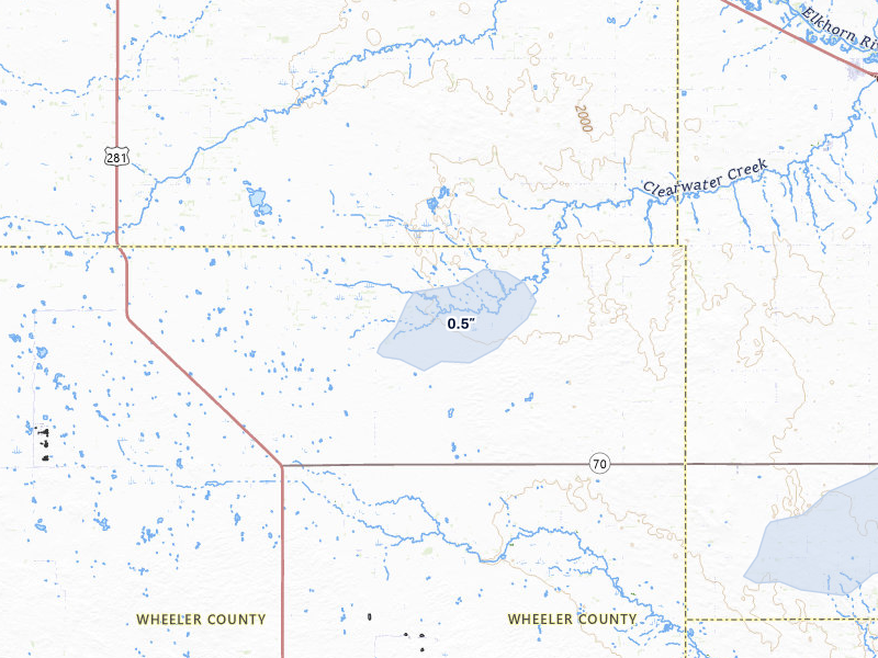 NEXRAD radar-signature map of the hail storm over Ewing, NE on May 16, 2026