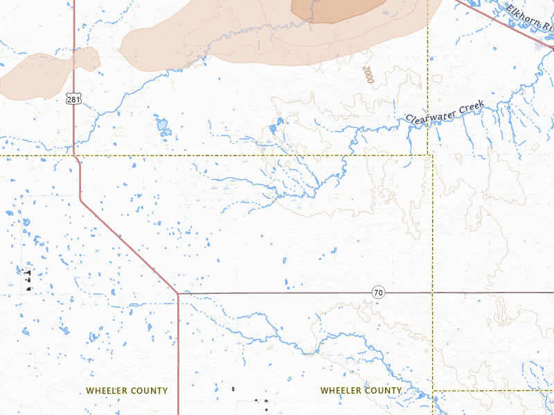 Radar-estimated hail-size map of the storm over Ewing, NE on May 24, 2026