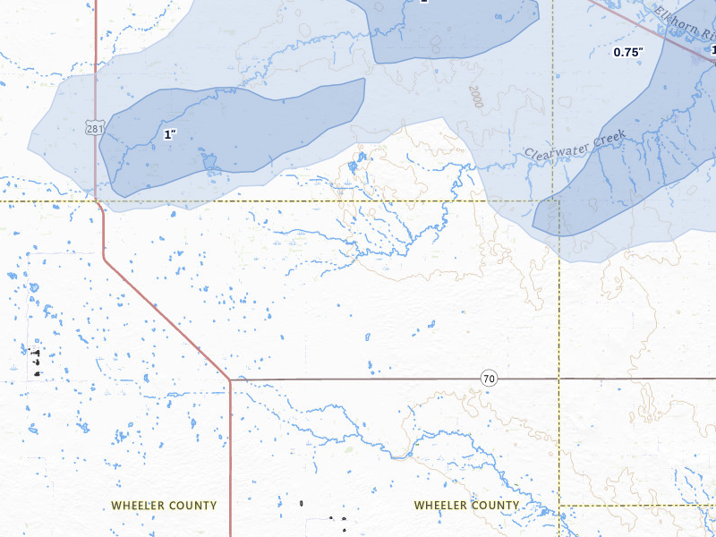 NEXRAD radar-signature map of the hail storm over Ewing, NE on May 25, 2026