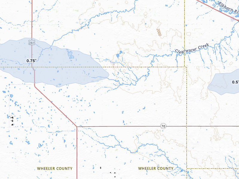NEXRAD radar-signature map of the hail storm over Ewing, NE on Jun 5, 2026