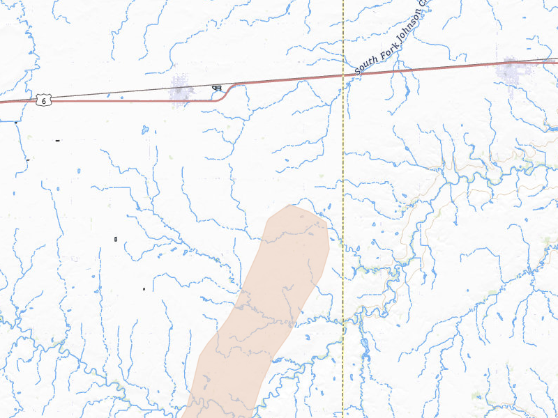 Radar-estimated hail-size map of the storm over Exeter, NE on Mar 6, 2026