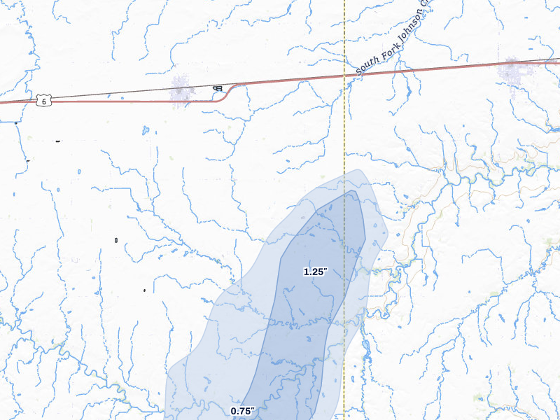 NEXRAD radar-signature map of the hail storm over Exeter, NE on Mar 6, 2026