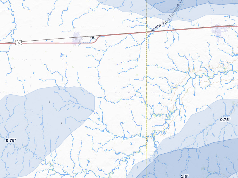 NEXRAD radar-signature map of the hail over Exeter, NE