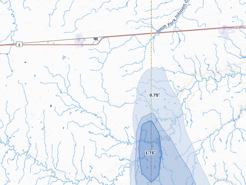 NEXRAD radar-signature map of the hail over Exeter, NE