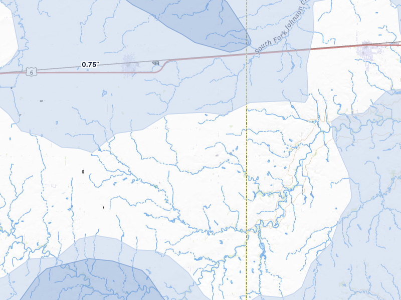 NEXRAD radar-signature map of the hail storm over Exeter, NE on Jul 3, 2026