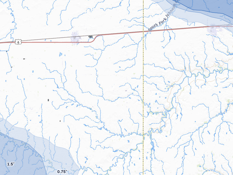 NEXRAD radar-signature map of the hail storm over Exeter, NE on Jul 8, 2026