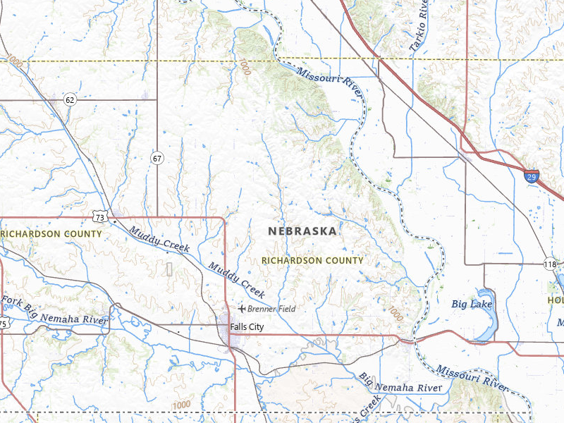 Radar-estimated hail-size map of the storm over Falls City, NE on May 16, 2026