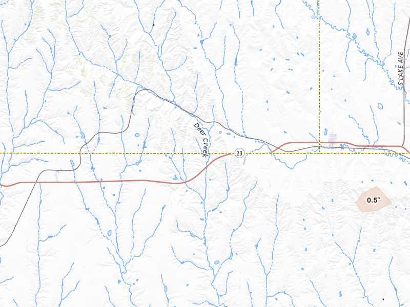 Radar-estimated hail-size map of the storm over Farnam, NE on Jul 9, 2026