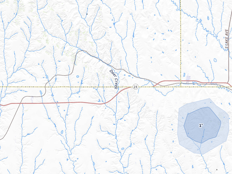 NEXRAD radar-signature map of the hail storm over Farnam, NE on Jul 9, 2026
