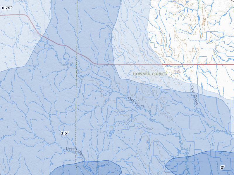NEXRAD radar-signature map of the hail storm over Farwell, NE on Jun 5, 2026