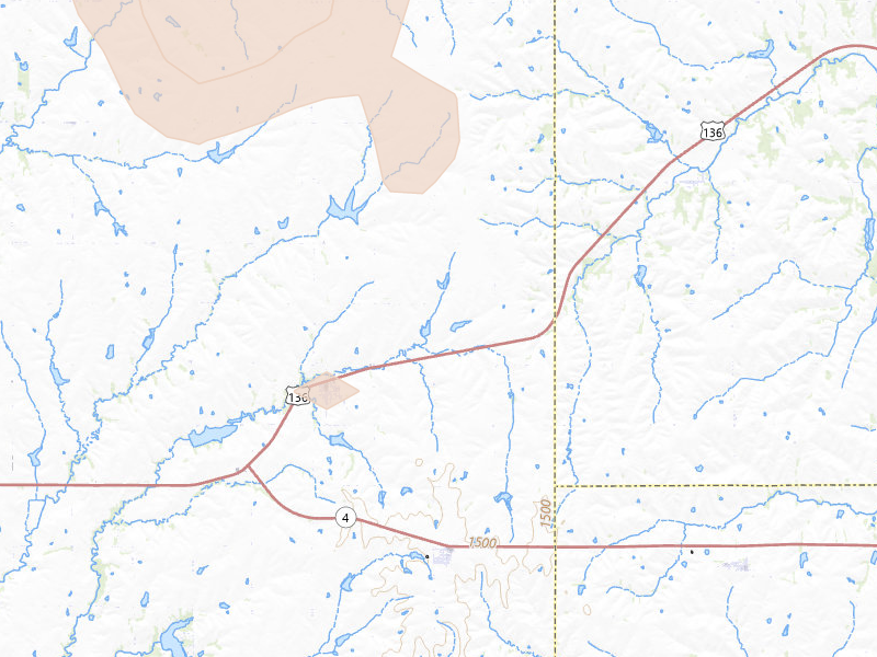 Radar-estimated hail-size map of the storm over Filley, NE on Jun 5, 2026
