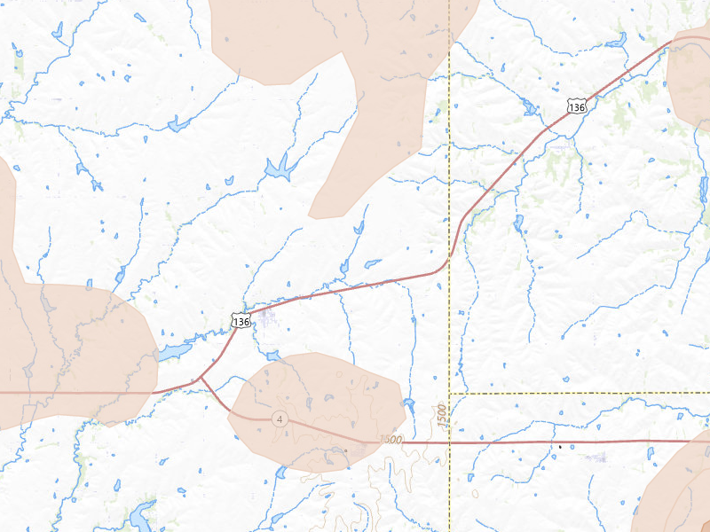 Radar-estimated hail-size map of the storm over Filley, NE on Jul 3, 2026