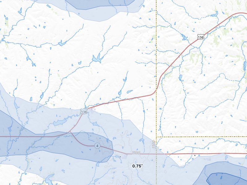 NEXRAD radar-signature map of the hail storm over Filley, NE on Jul 3, 2026
