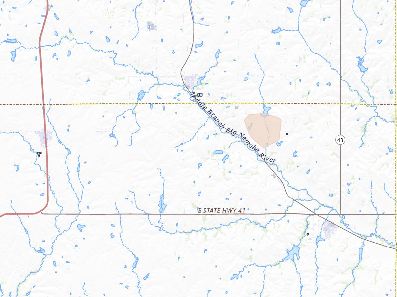Radar-estimated hail-size map of the storm over Firth, NE on May 17, 2026