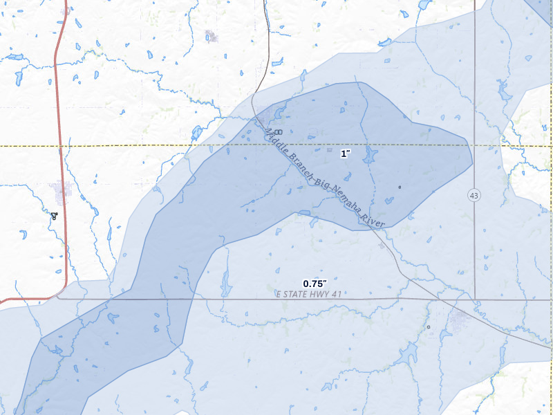 NEXRAD radar-signature map of the hail storm over Firth, NE on May 17, 2026