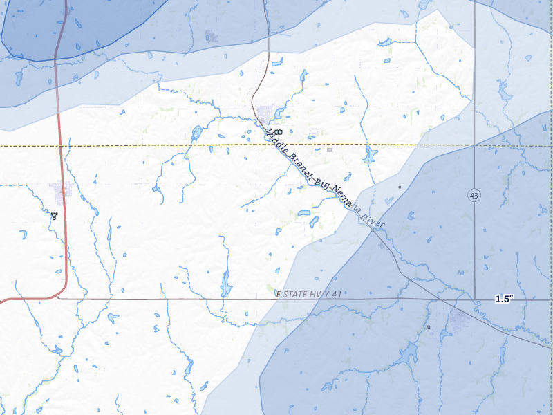 NEXRAD radar-signature map of the hail storm over Firth, NE on Jul 3, 2026