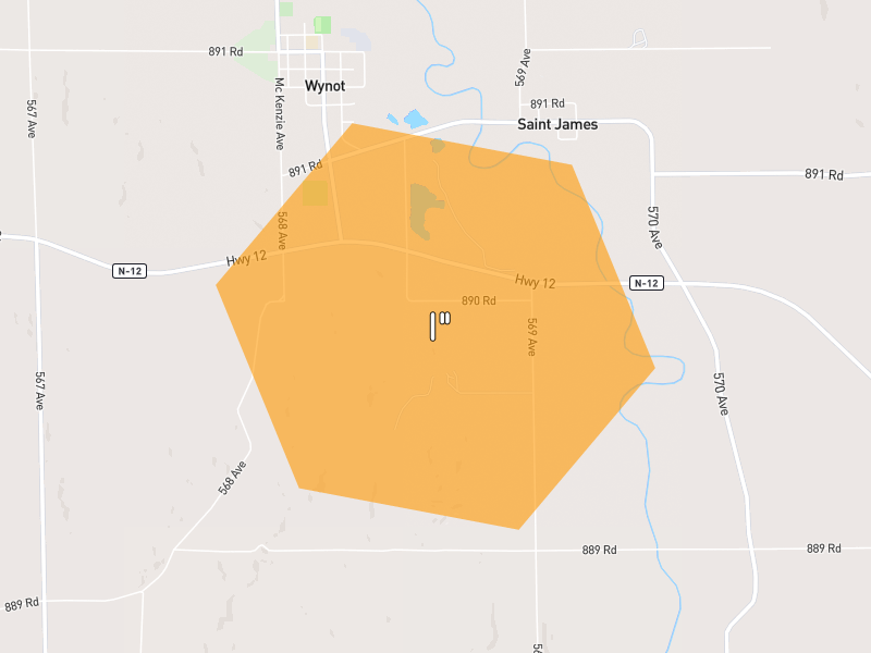 Hail map of Fordyce, NE on Jul 1, 2026, hail up to 1"