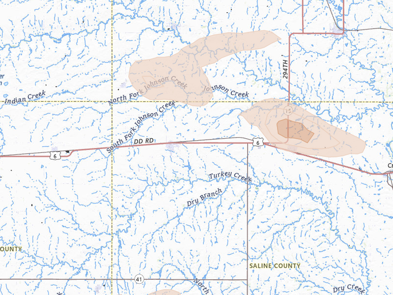 Radar-estimated hail-size map of the storm over Friend, NE on May 15, 2026