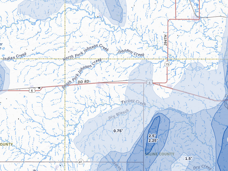 NEXRAD radar-signature map of the hail storm over Friend, NE on May 16, 2026