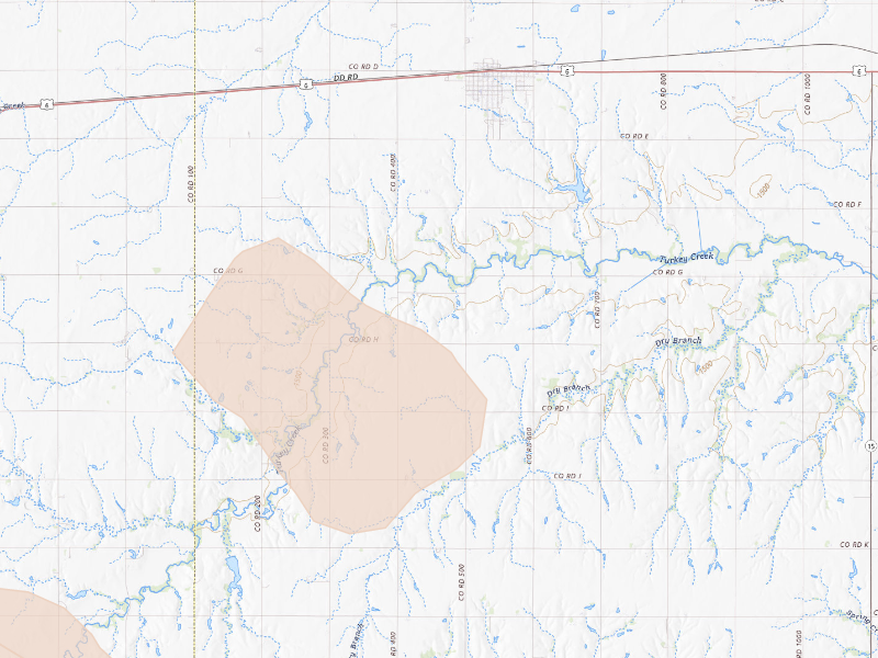 Radar-estimated hail-size map of the storm over Friend, NE on Sep 11, 2026