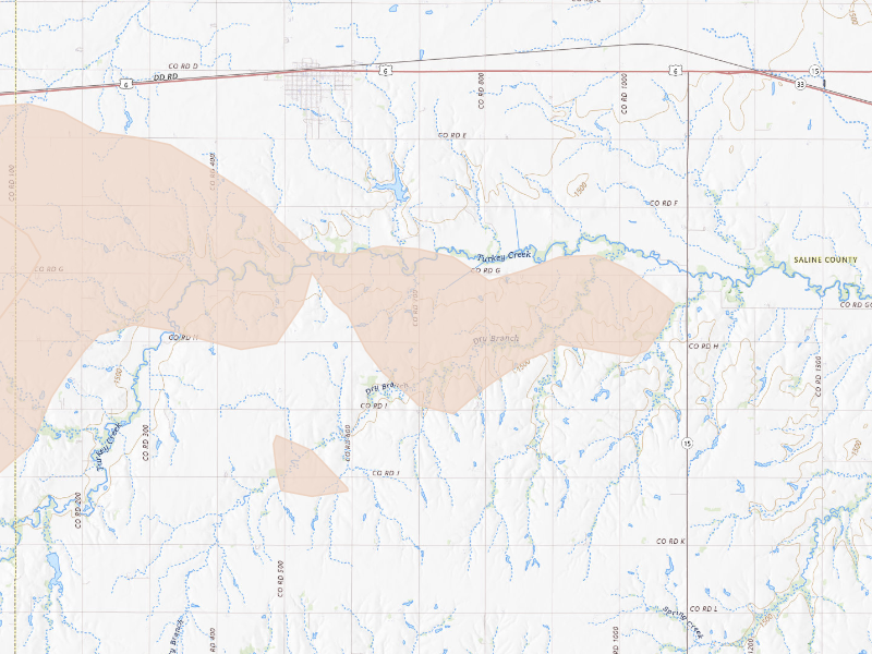 Radar-estimated hail-size map of the storm over Friend, NE on Sep 12, 2026