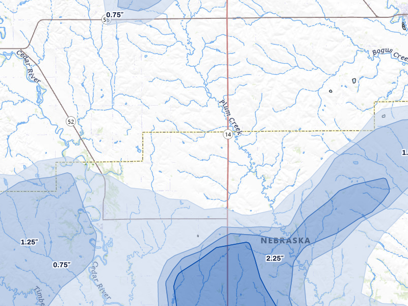 NEXRAD radar-signature map of the hail storm over Fullerton, NE on May 17, 2026