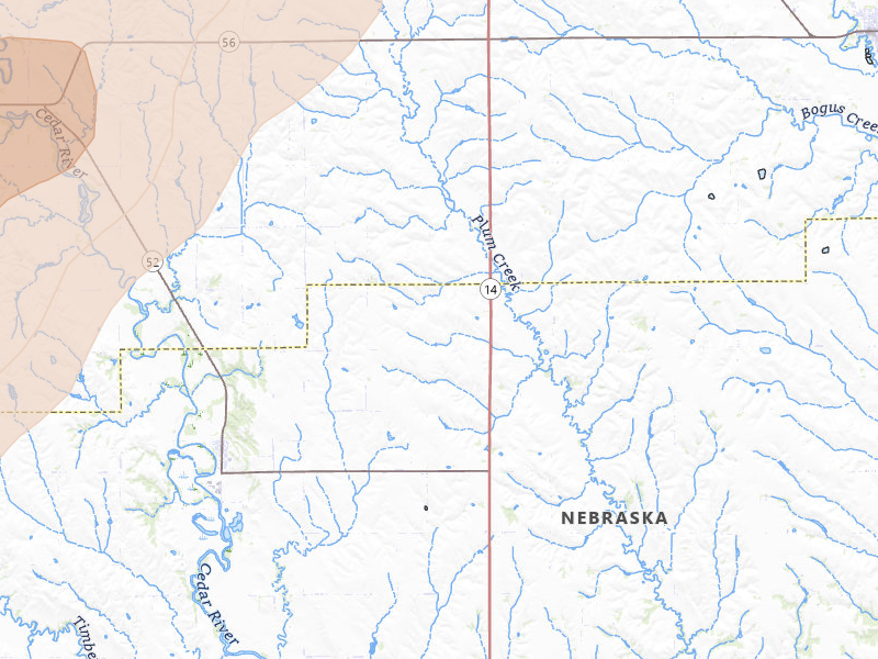 Radar-estimated hail-size map of the storm over Fullerton, NE on Jun 9, 2026