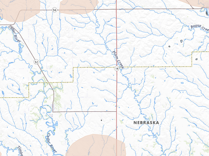 Radar-estimated hail-size map of the storm over Fullerton, NE on Jun 12, 2026