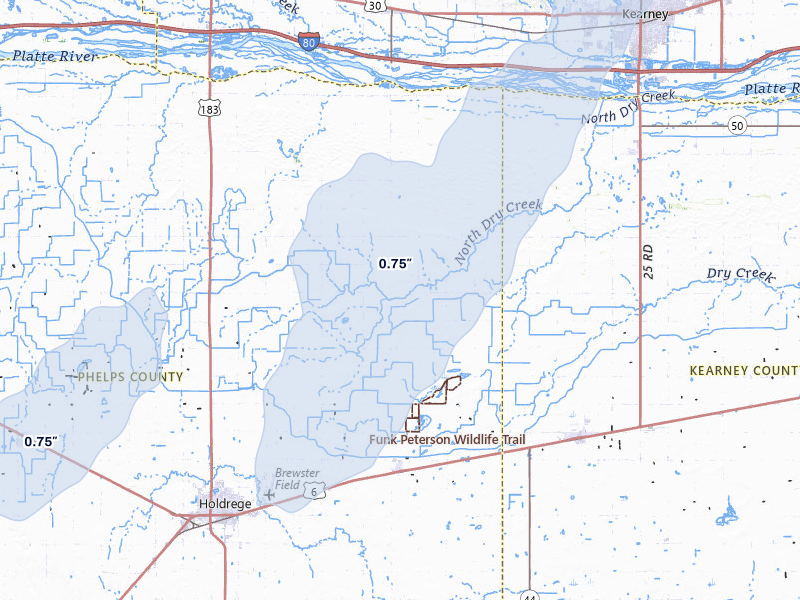 NEXRAD radar-signature map of the hail storm over Funk, NE on Jun 29, 2026
