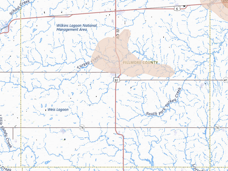 Radar-estimated hail-size map of the storm over Geneva, NE on Jul 8, 2026