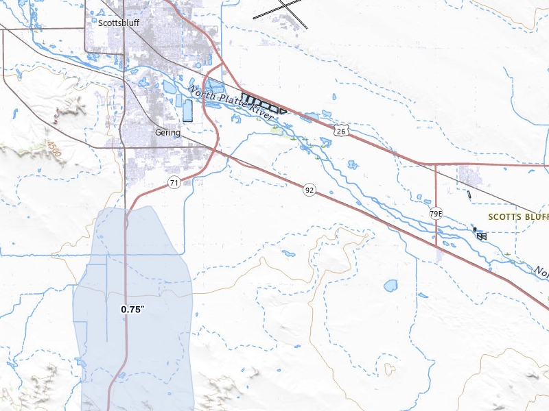 NEXRAD radar-signature map of the hail storm over Gering, NE on May 29, 2026