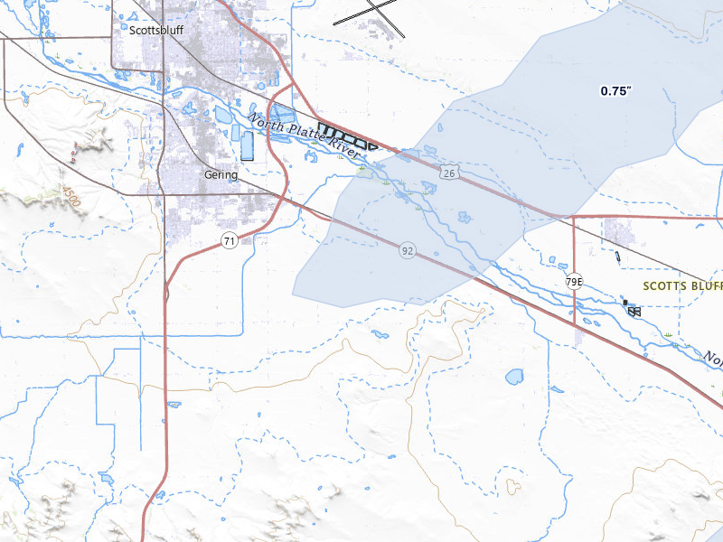 NEXRAD radar-signature map of the hail storm over Gering, NE on Jun 7, 2026