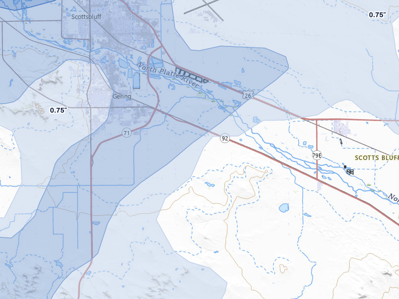 NEXRAD radar-signature map of the hail storm over Gering, NE on Jun 26, 2026