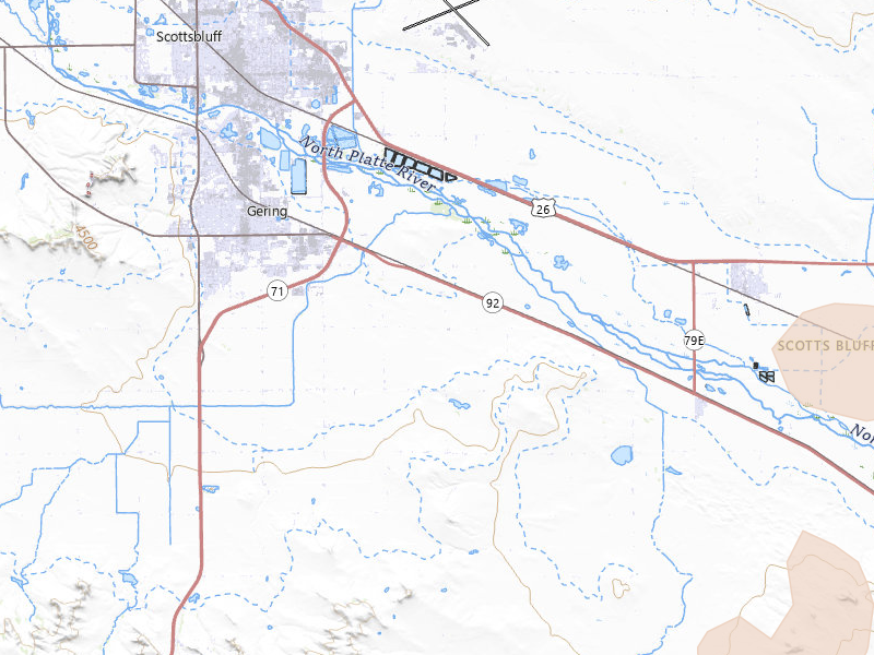 Radar-estimated hail-size map of the storm over Gering, NE on Jul 28, 2026
