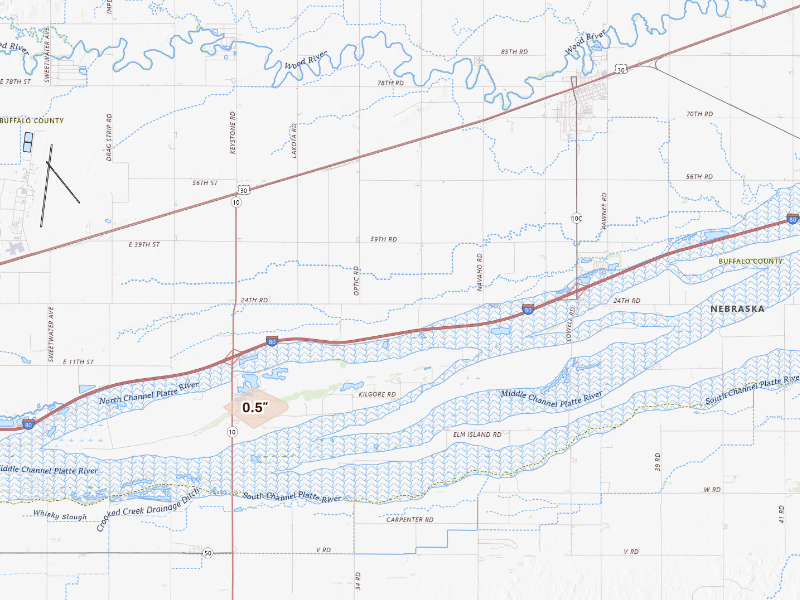 Radar-estimated hail-size map of the storm over Gibbon, NE