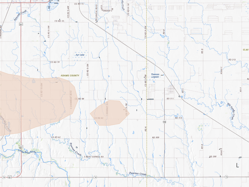 Radar-estimated hail-size map of the storm over Glenvil, NE